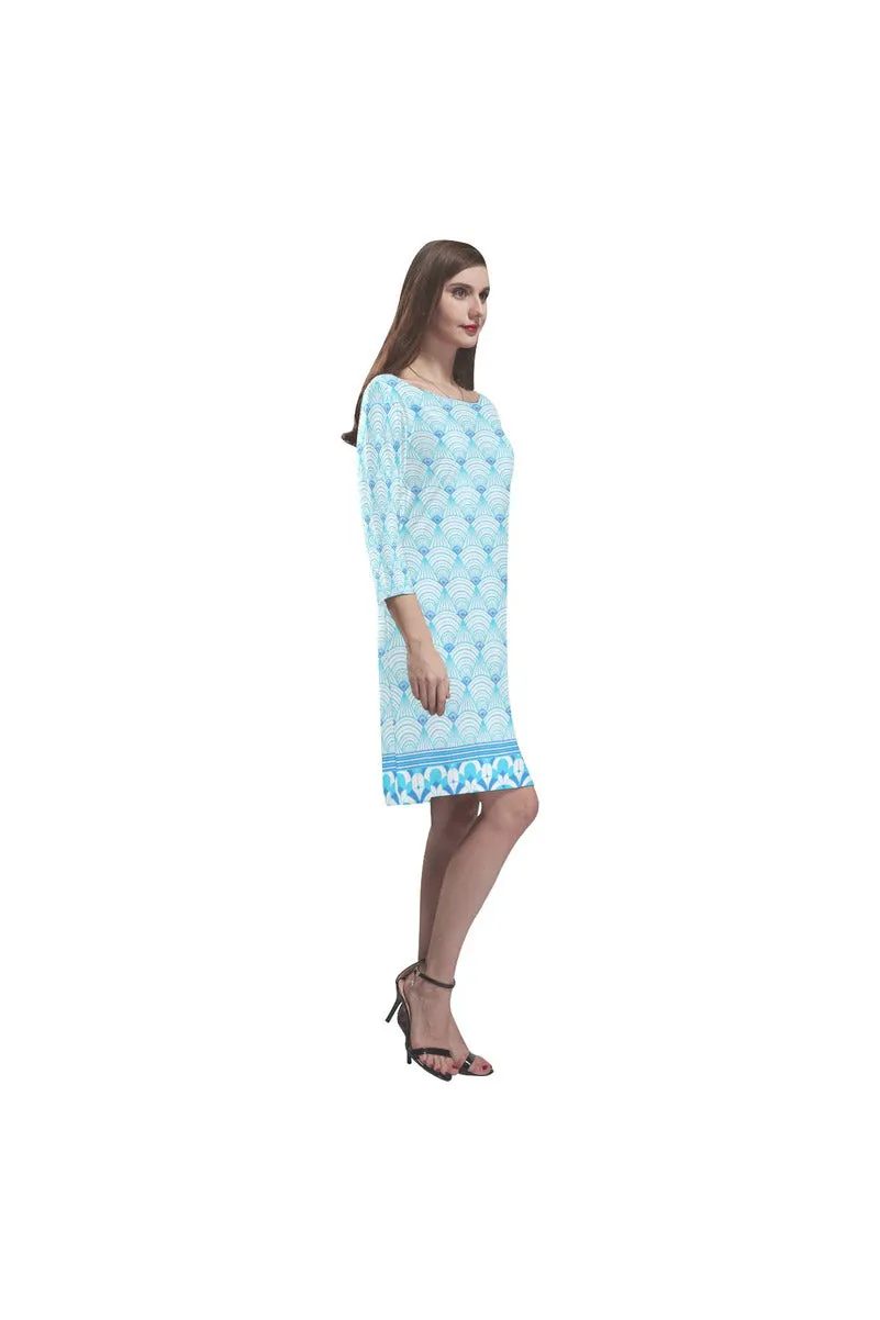 art deco aqua 100 Rhea Loose Round Neck Dress(Model D22)