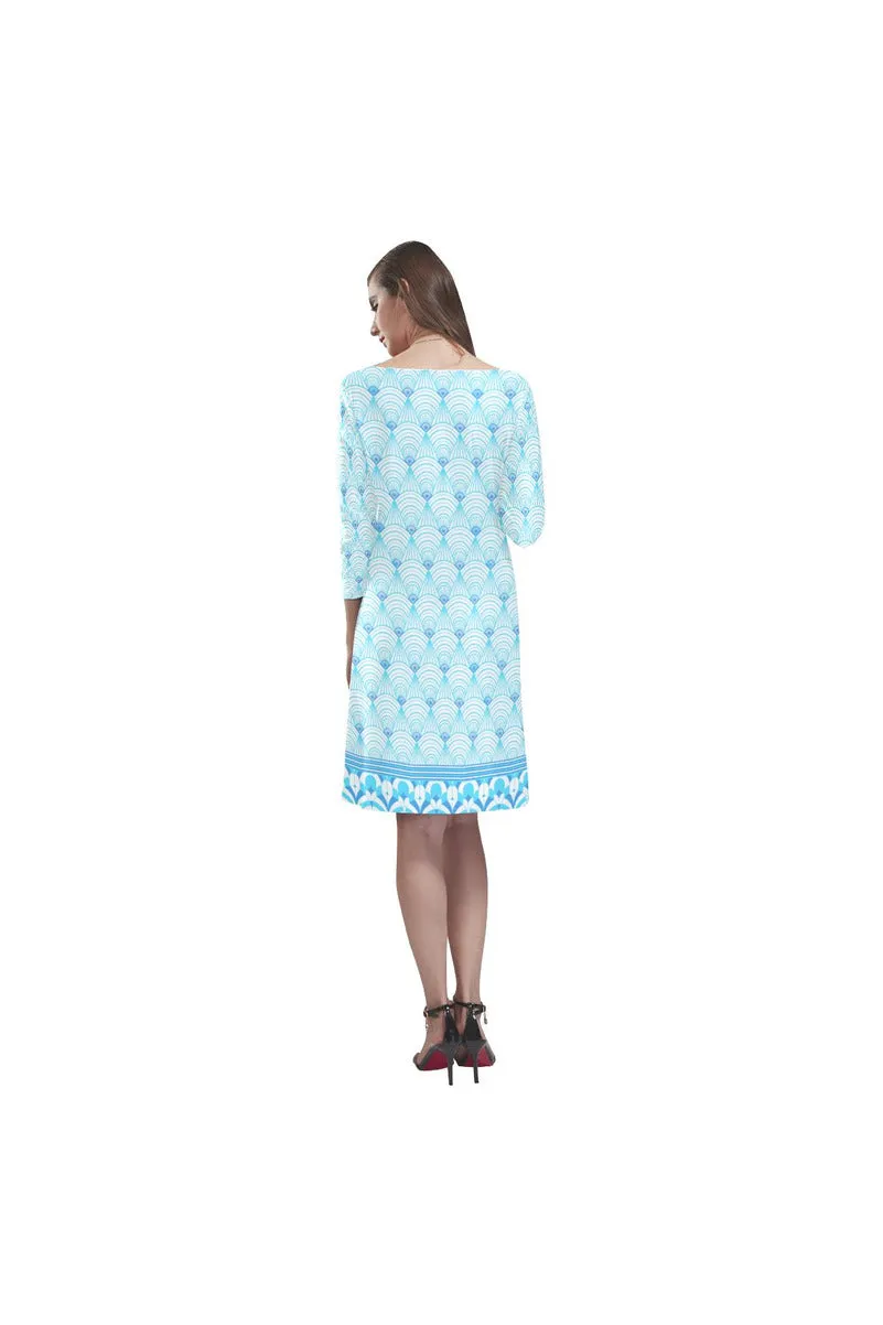 art deco aqua 100 Rhea Loose Round Neck Dress(Model D22)