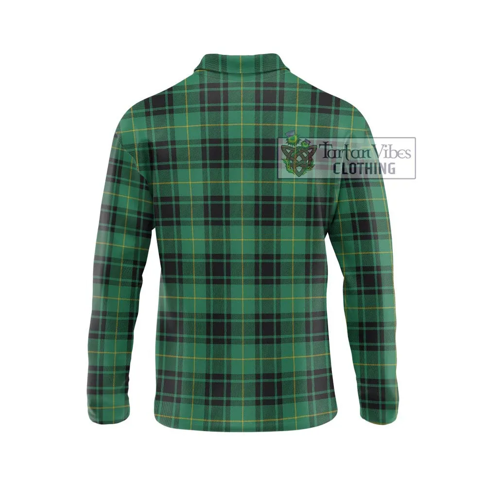 Arthur Ancient Tartan Long Sleeve Polo Shirt with Family Crest DNA In Me Style