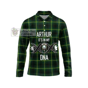 Arthur Modern Tartan Long Sleeve Polo Shirt with Family Crest DNA In Me Style