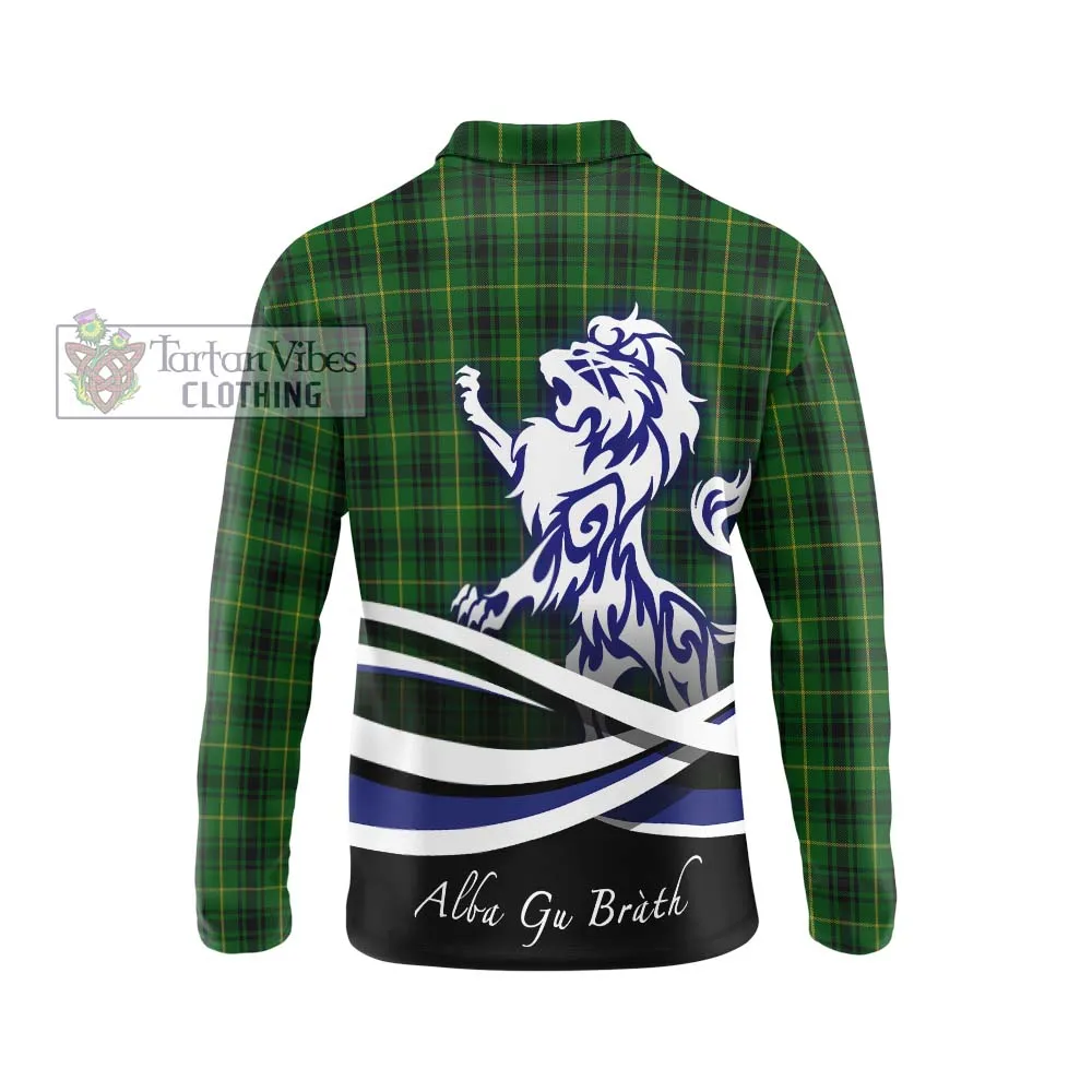 Arthur Tartan Long Sleeve Polo Shirt with Alba Gu Brath Regal Lion Emblem