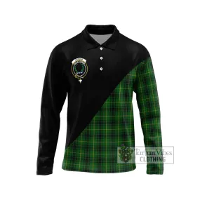 Arthur Tartan Long Sleeve Polo Shirt with Family Crest and Military Logo Style