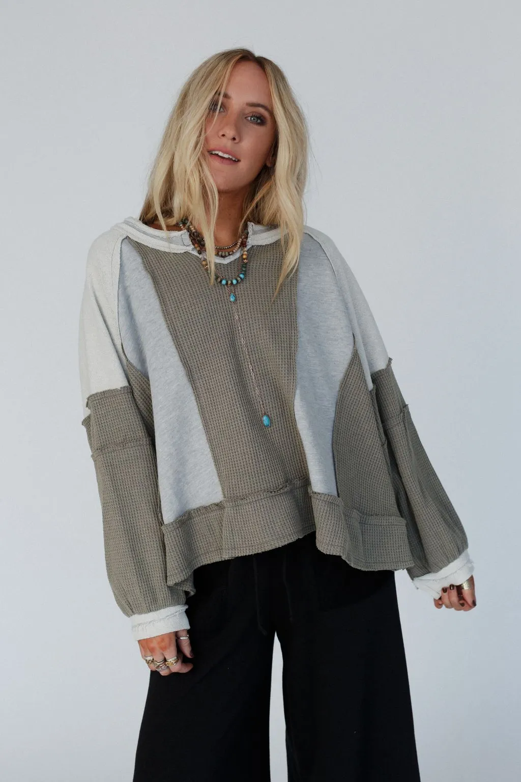 Ashley Color Block Top - Gray