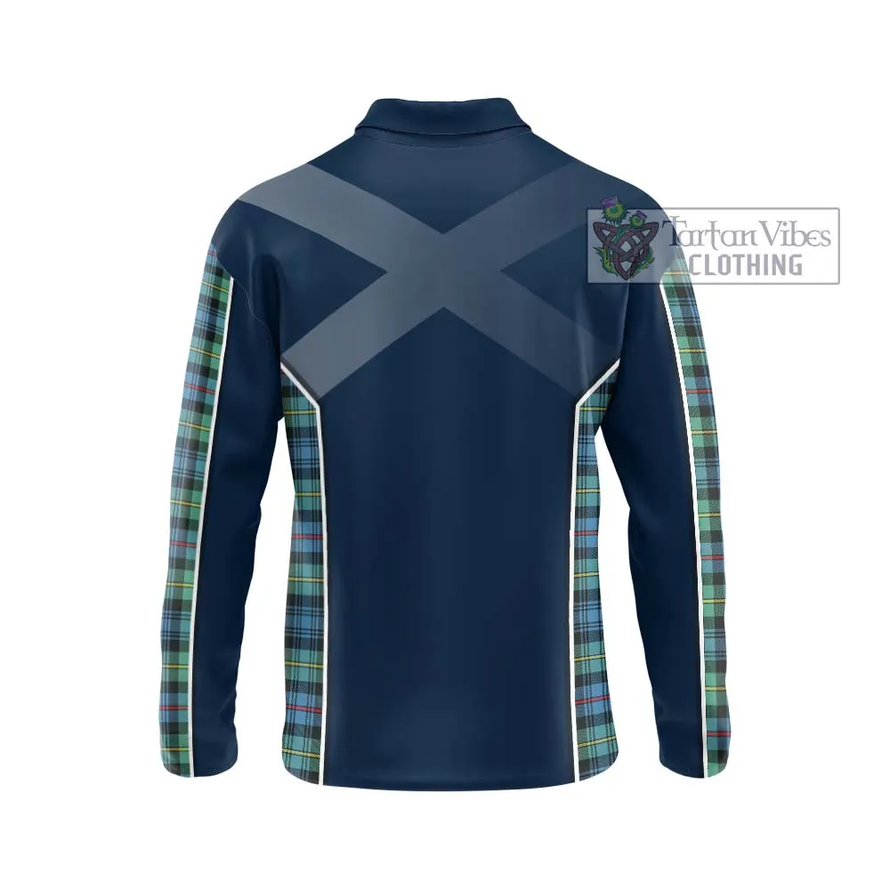 Bailey Ancient Tartan Long Sleeve Polo Shirt with Family Crest and Lion Rampant Vibes Sport Style