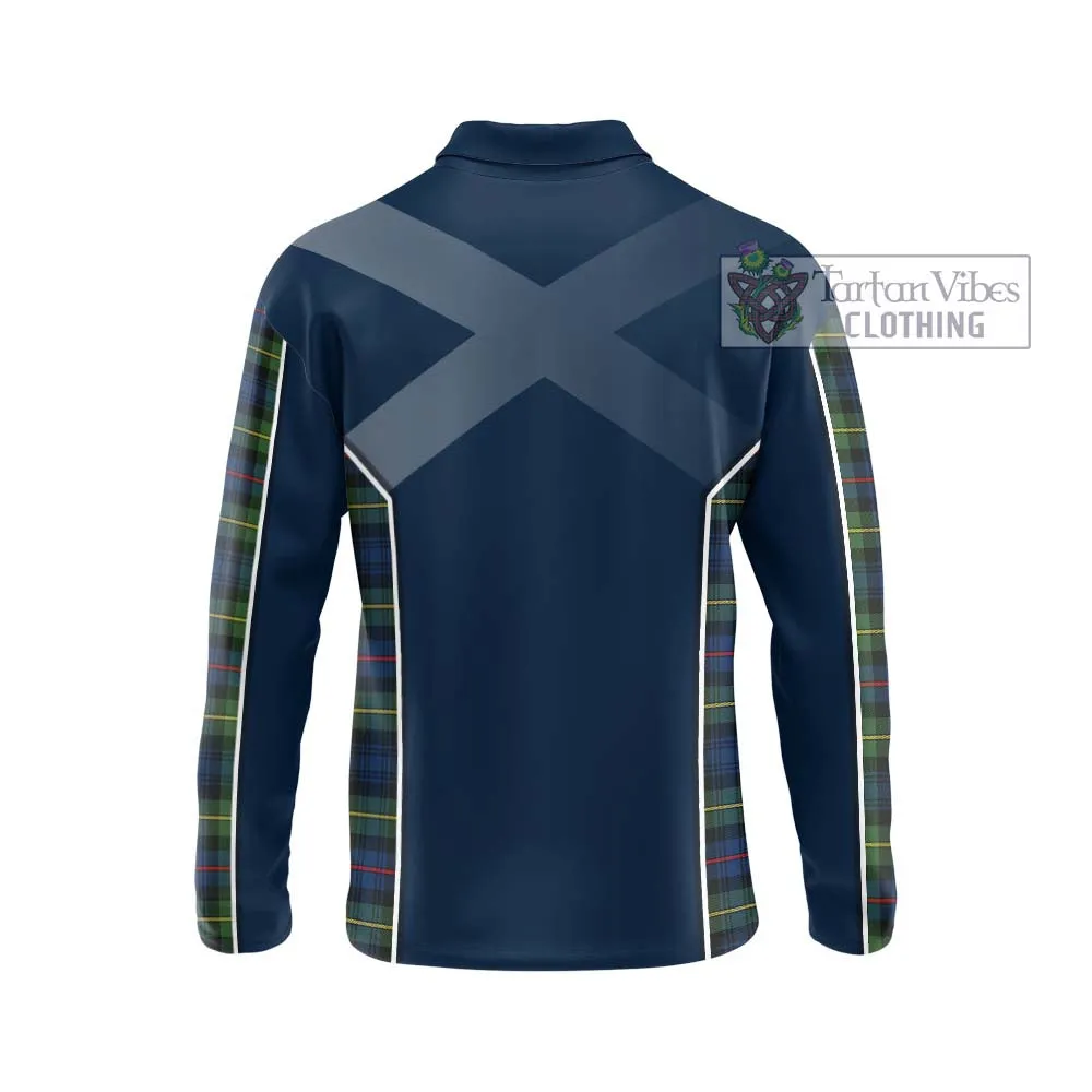 Bailey Modern Tartan Long Sleeve Polo Shirt with Family Crest and Lion Rampant Vibes Sport Style