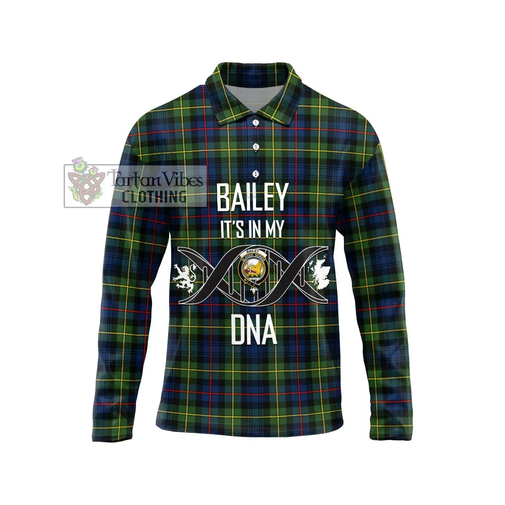 Bailey Modern Tartan Long Sleeve Polo Shirt with Family Crest DNA In Me Style