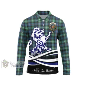 Baillie Ancient Tartan Long Sleeve Polo Shirt with Alba Gu Brath Regal Lion Emblem