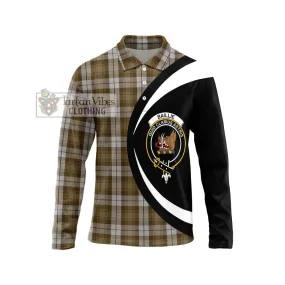 Baillie Dress Tartan Long Sleeve Polo Shirt with Family Crest Circle Style