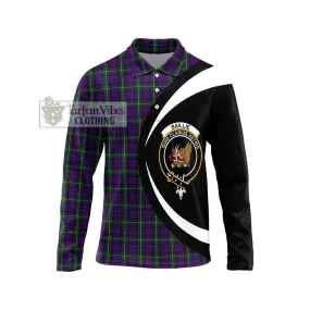 Baillie Highland Society Tartan Long Sleeve Polo Shirt with Family Crest Circle Style