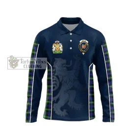 Baillie of Polkemmet Tartan Long Sleeve Polo Shirt with Family Crest and Lion Rampant Vibes Sport Style