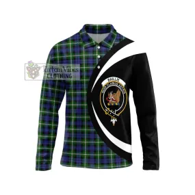 Baillie of Polkemmet Tartan Long Sleeve Polo Shirt with Family Crest Circle Style