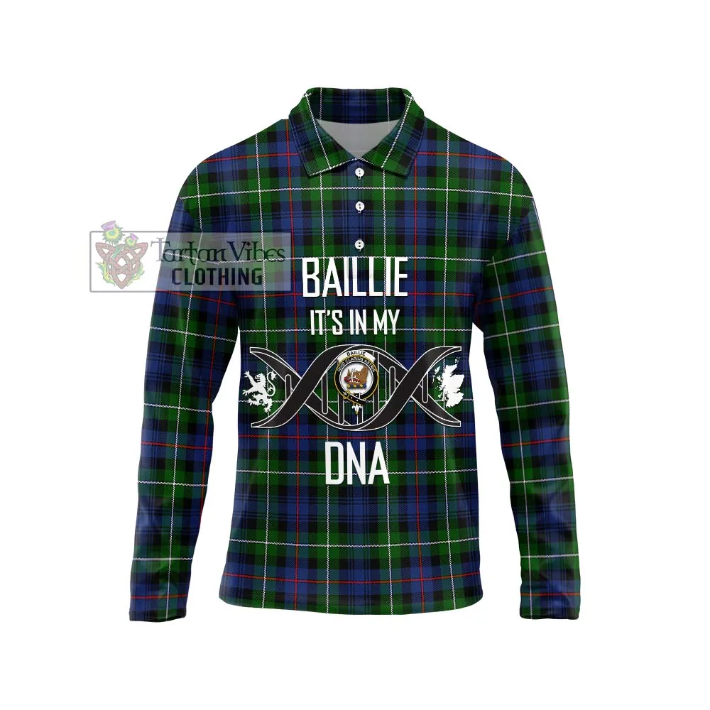 Baillie Tartan Long Sleeve Polo Shirt with Family Crest DNA In Me Style