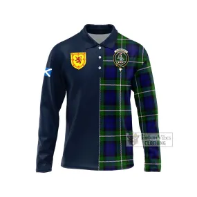 Bannerman Tartan Long Sleeve Polo Shirt Alba with Scottish Lion Royal Arm Half Style