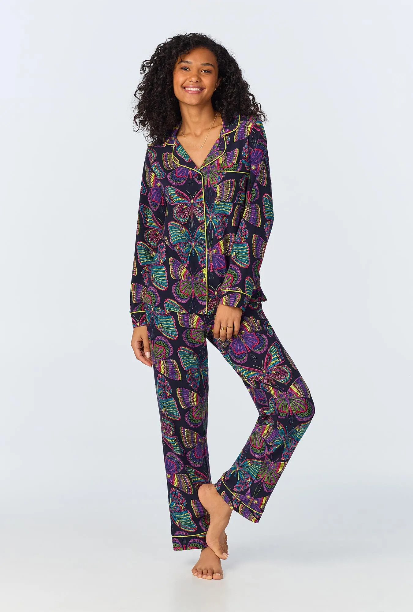 BedHead x Trina Turk Butterfly Long Sleeve Classic Stretch Jersey PJ Set