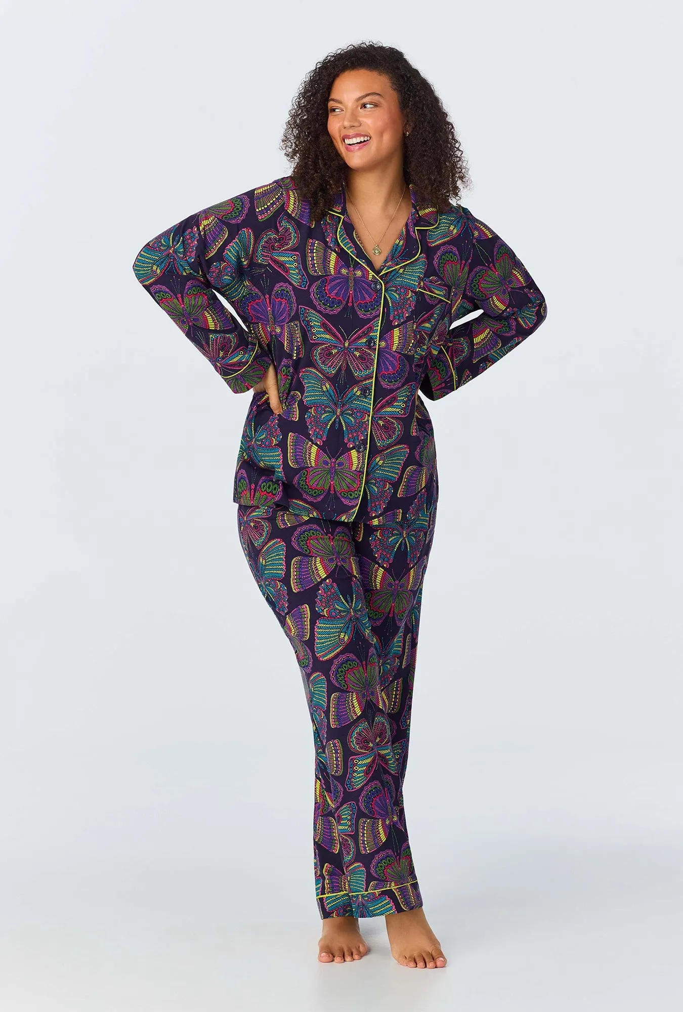 BedHead x Trina Turk Butterfly Long Sleeve Classic Stretch Jersey PJ Set