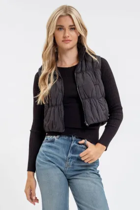 Black Crop Puffer Vest