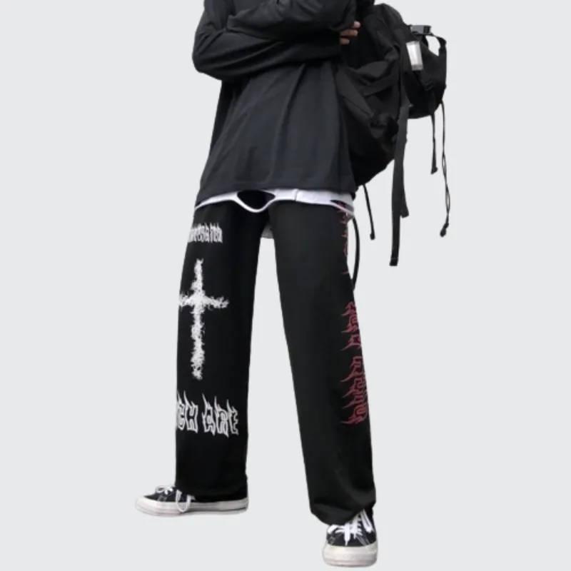 Black Goth Straight Pants