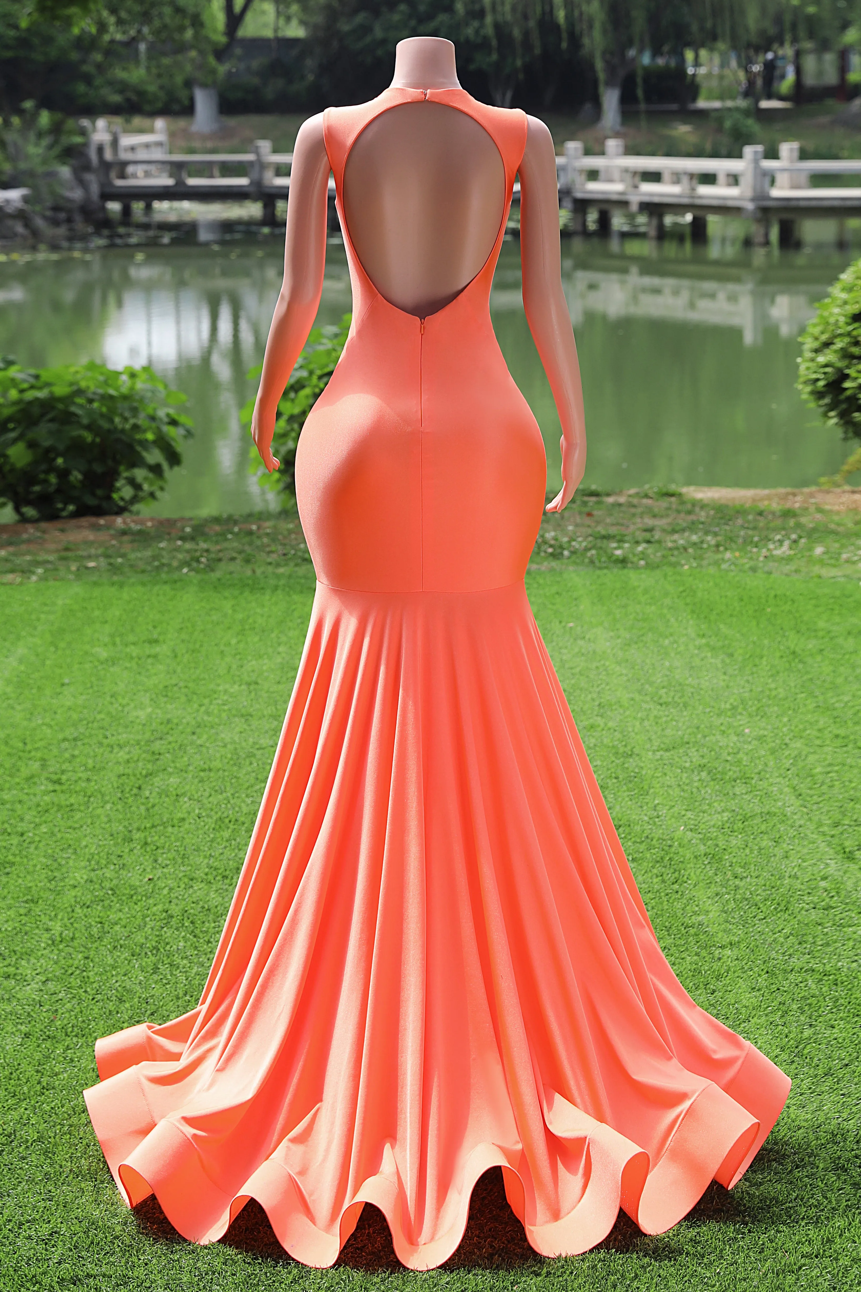 Blue Prom Dresses Sexy Mermaid Women Evening Dress Sleeveless Open Back