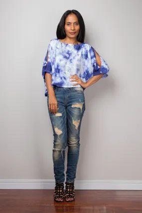 Blue Tie Dye Blouse Tunic