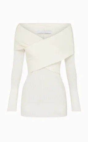 Boa Wrapped Rib Top | Ivory