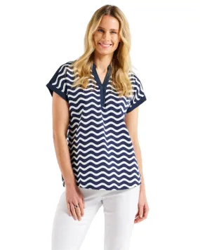 Bridie Tee Navy Wave Stripe