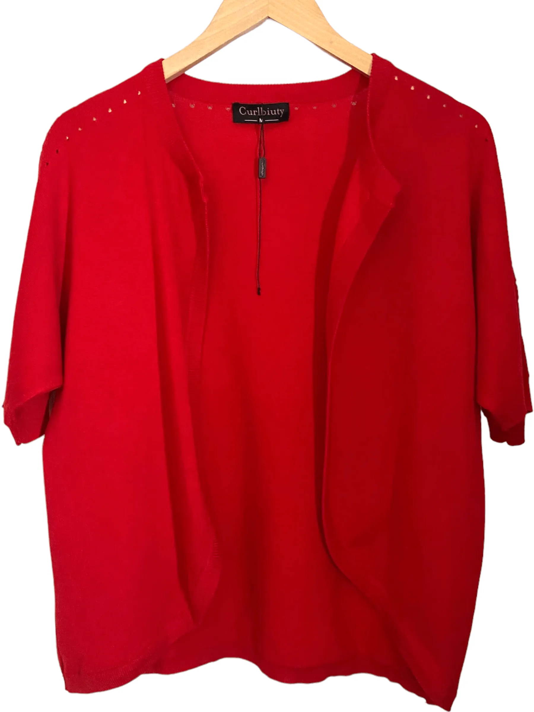 Bright Winter Tango Red Open Cardigan Sweater