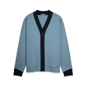 Byron Pique Contrast Cardigan Blue Shadow