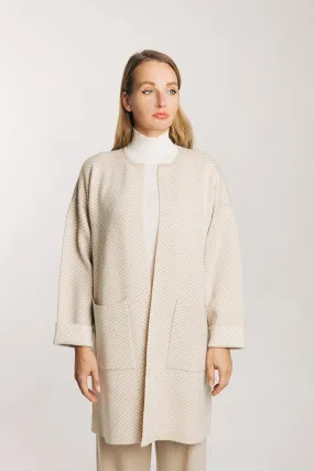 Cappotto chevron misto cashmere