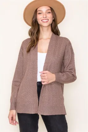 Cappuccino Chevron Textured Cardigan