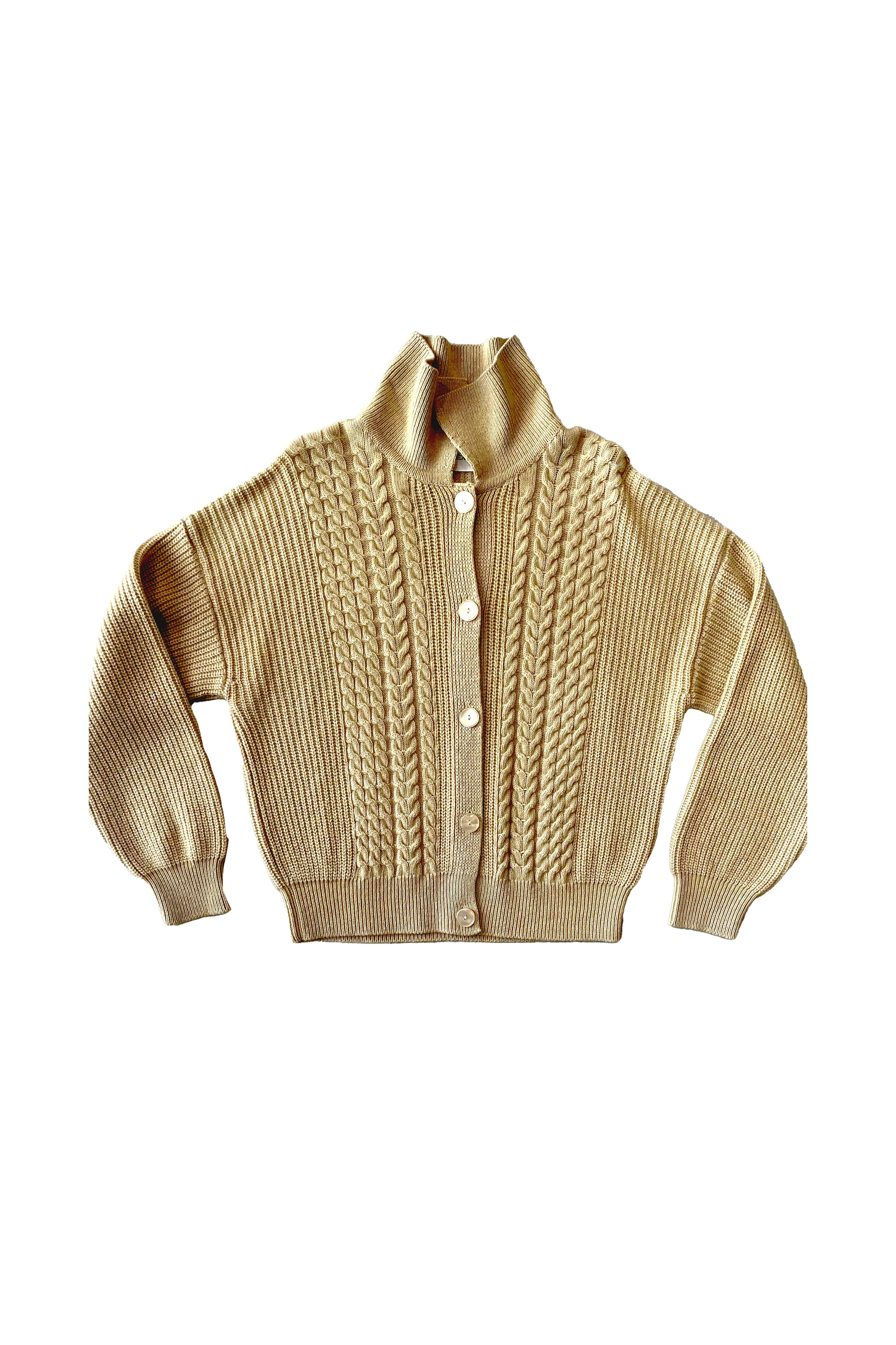 Cashmere Mix Cable Polo Cardigan