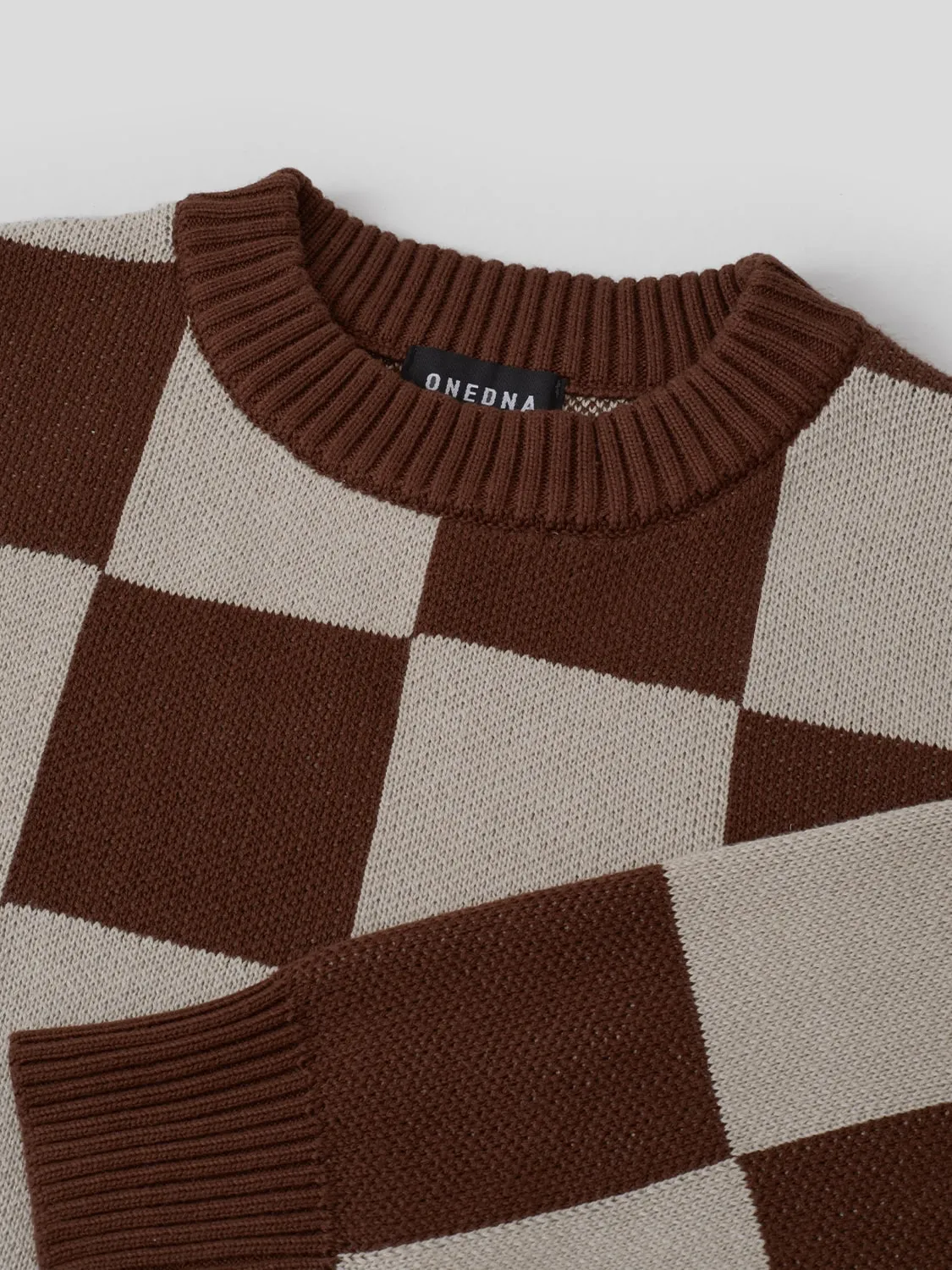 Checkerboard Sweater Brown