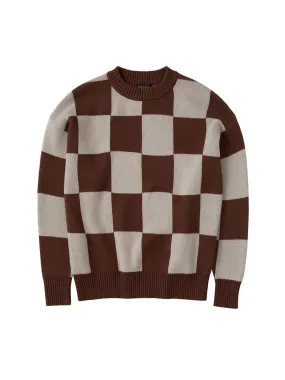 Checkerboard Sweater Brown