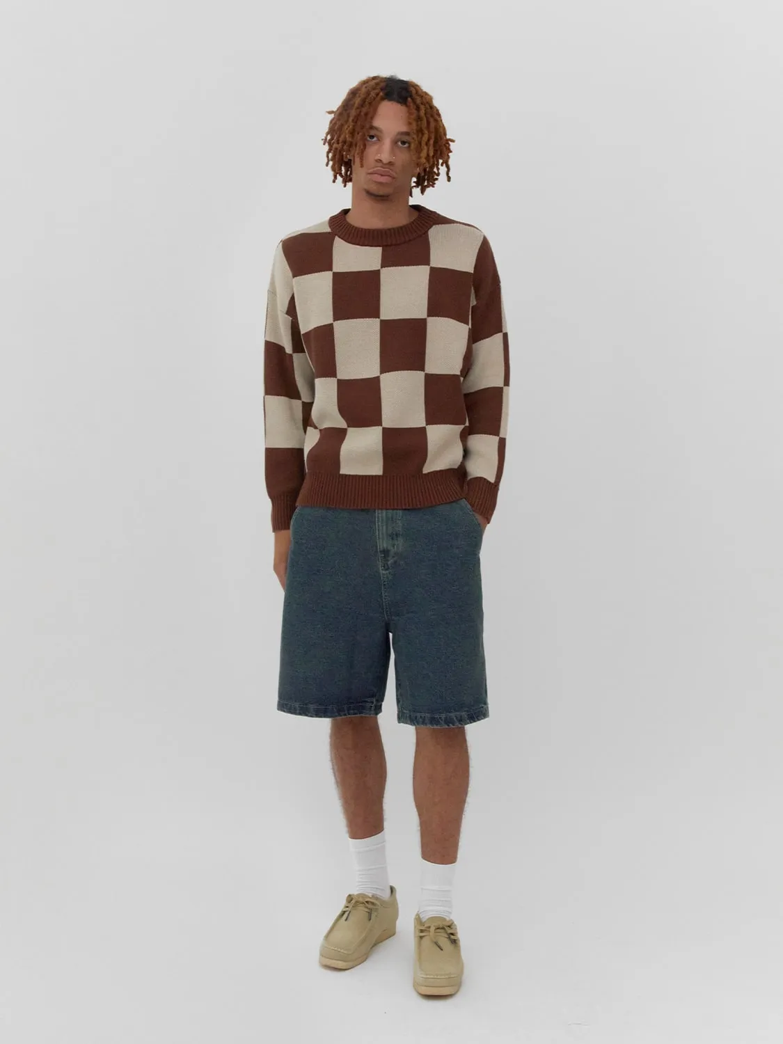 Checkerboard Sweater Brown