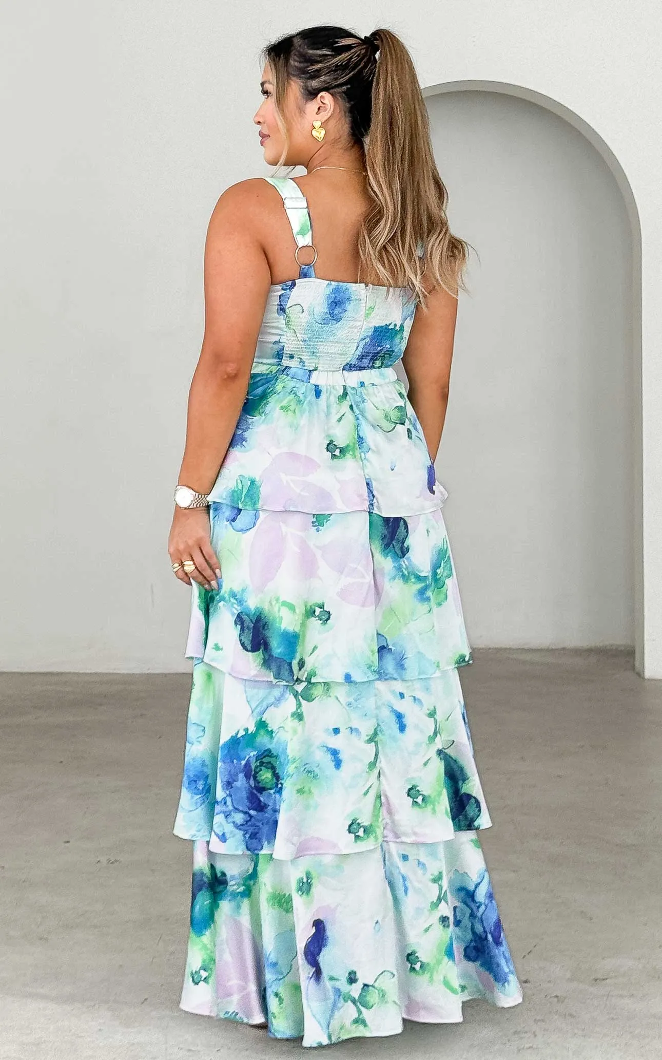 Cherika Maxi Dress - Blue Green Floral