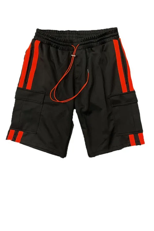 Christopher Two Stripe Cargo Track Jacket Short Set