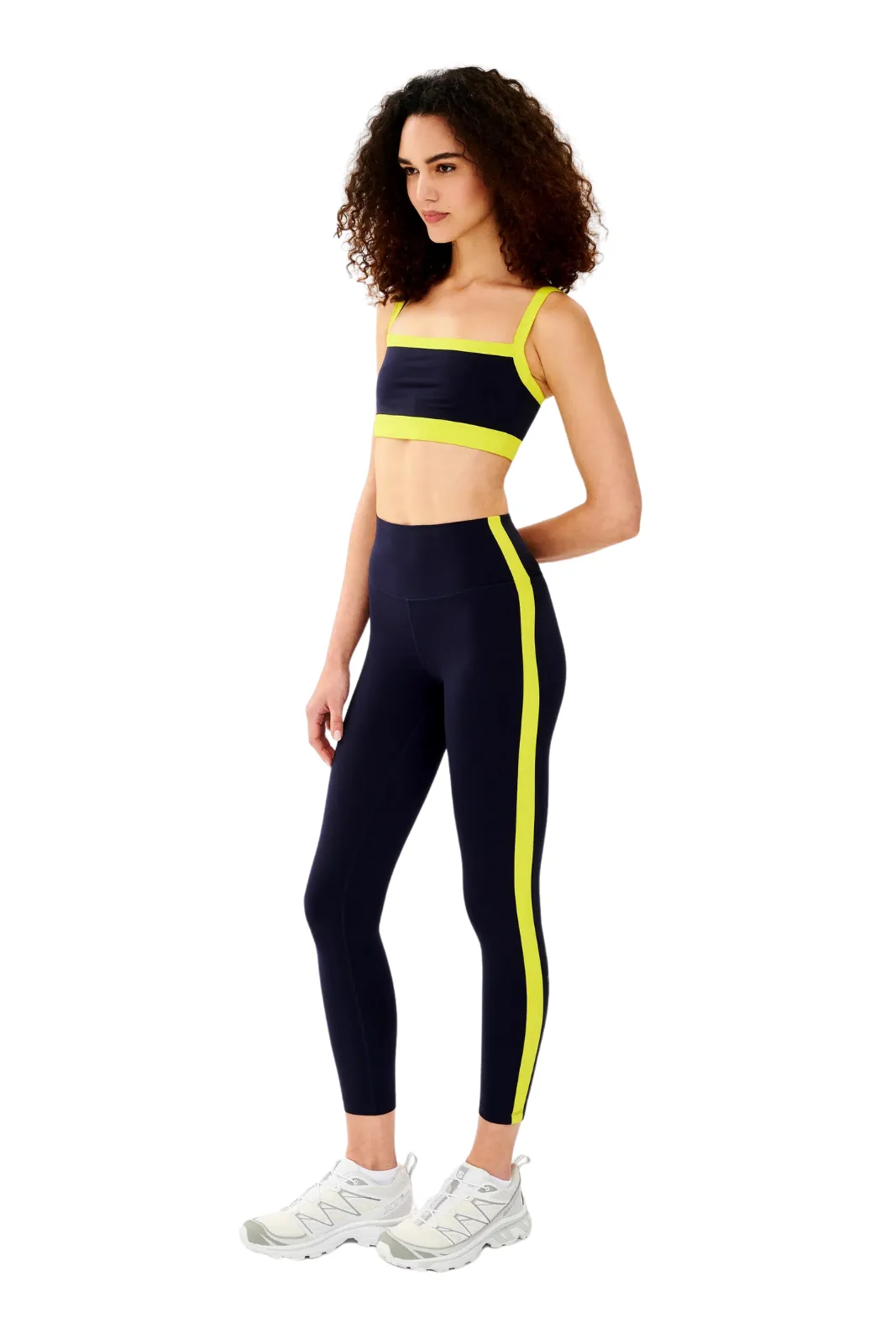 Clare High Waist Rigor 7/8 Legging , Indigo/Chartreuse