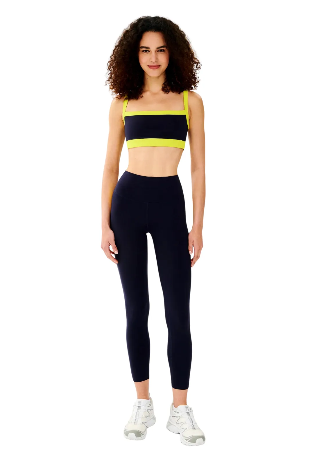 Clare High Waist Rigor 7/8 Legging , Indigo/Chartreuse