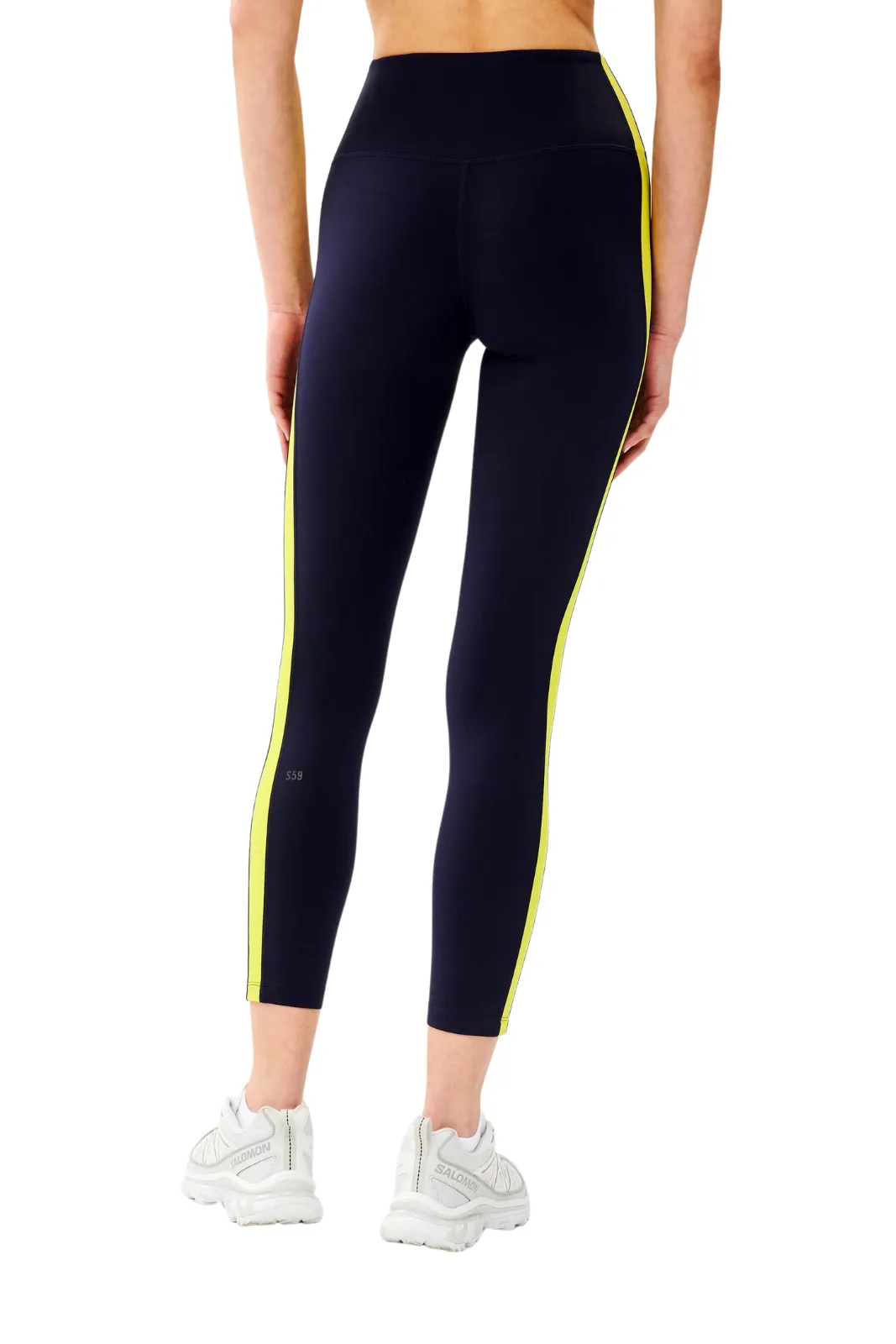 Clare High Waist Rigor 7/8 Legging , Indigo/Chartreuse