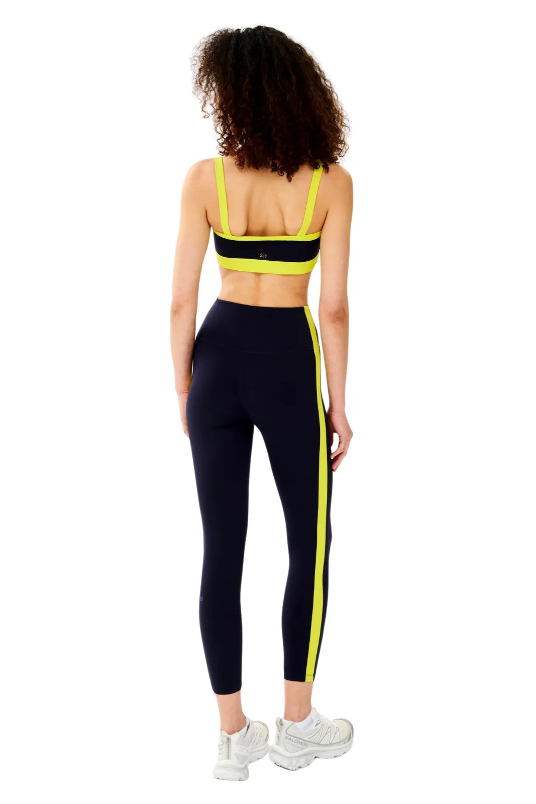 Clare High Waist Rigor 7/8 Legging , Indigo/Chartreuse