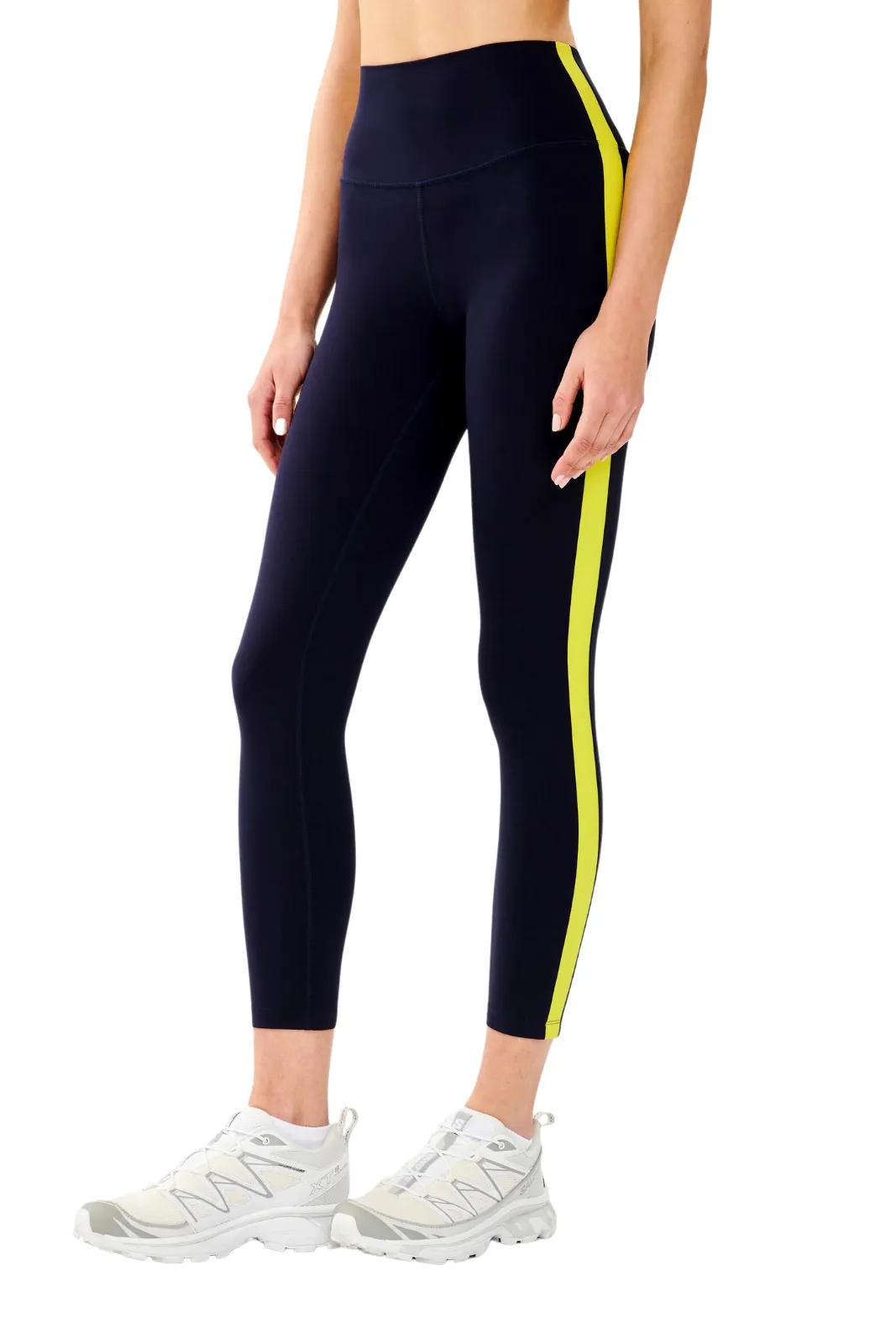 Clare High Waist Rigor 7/8 Legging , Indigo/Chartreuse