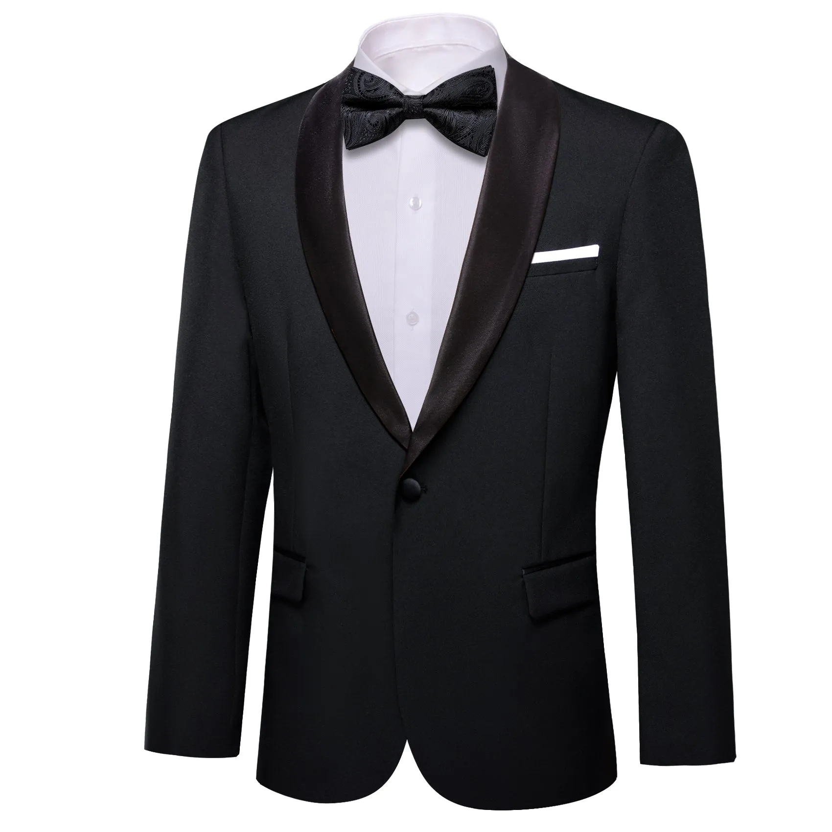 Classic Black Solid Shawl Lapel Suit Men's Suit for Wedding