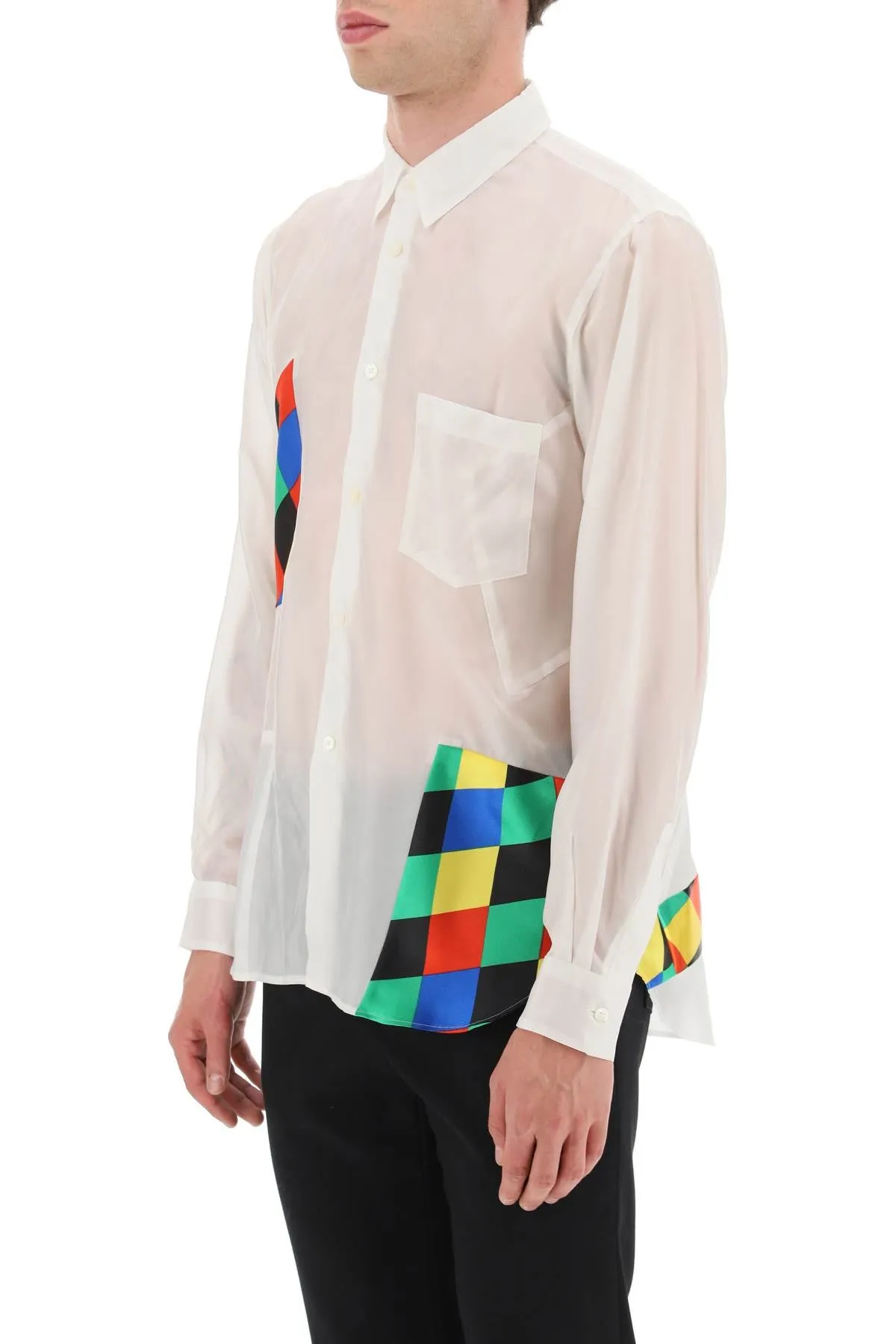 Comme des garcons homme plus semi-transparent patchwork shirt