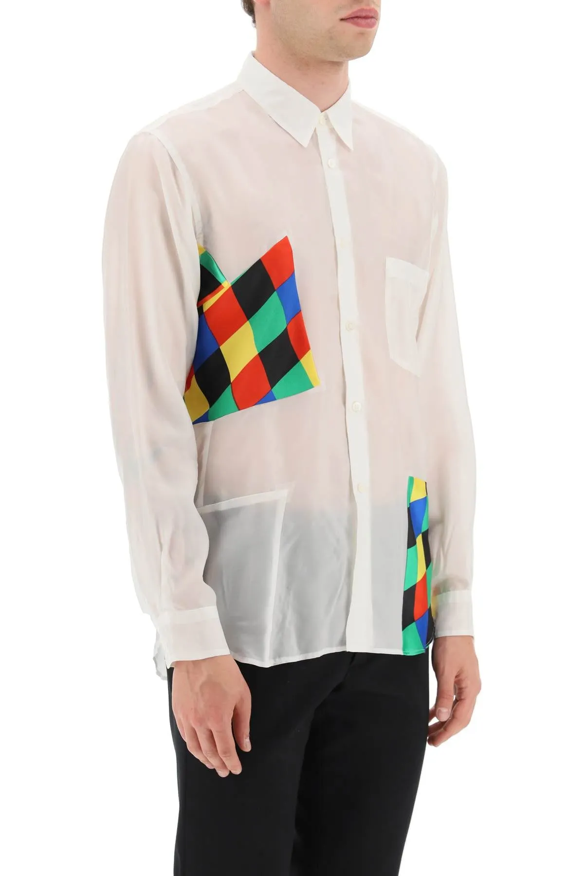 Comme des garcons homme plus semi-transparent patchwork shirt