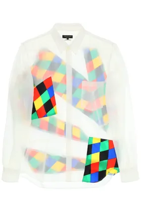 Comme des garcons homme plus semi-transparent patchwork shirt