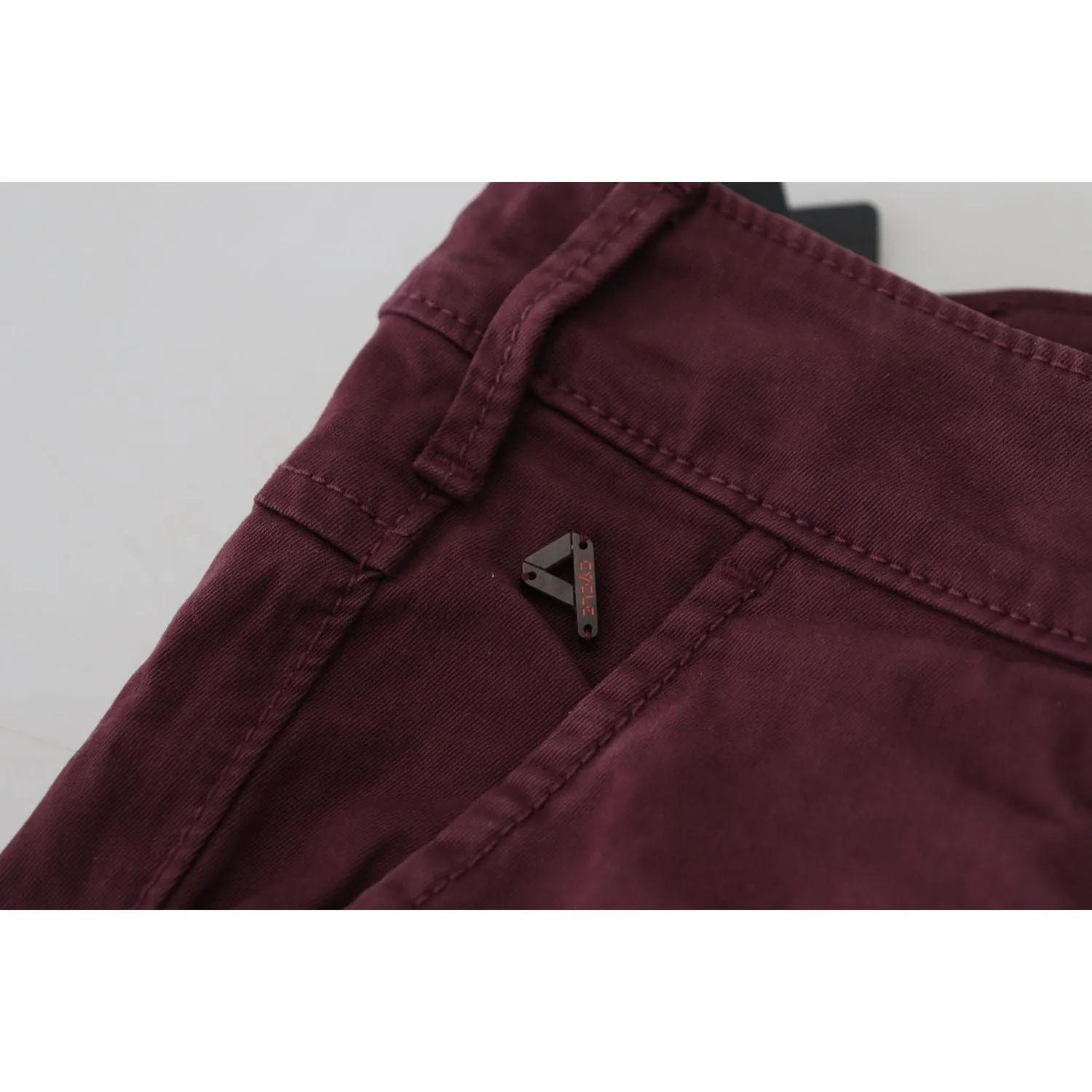 CYCLE Maroon Skinny Fit Cotton Pants