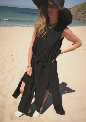 DRESS/VEST LONG SLEEVELESS - black