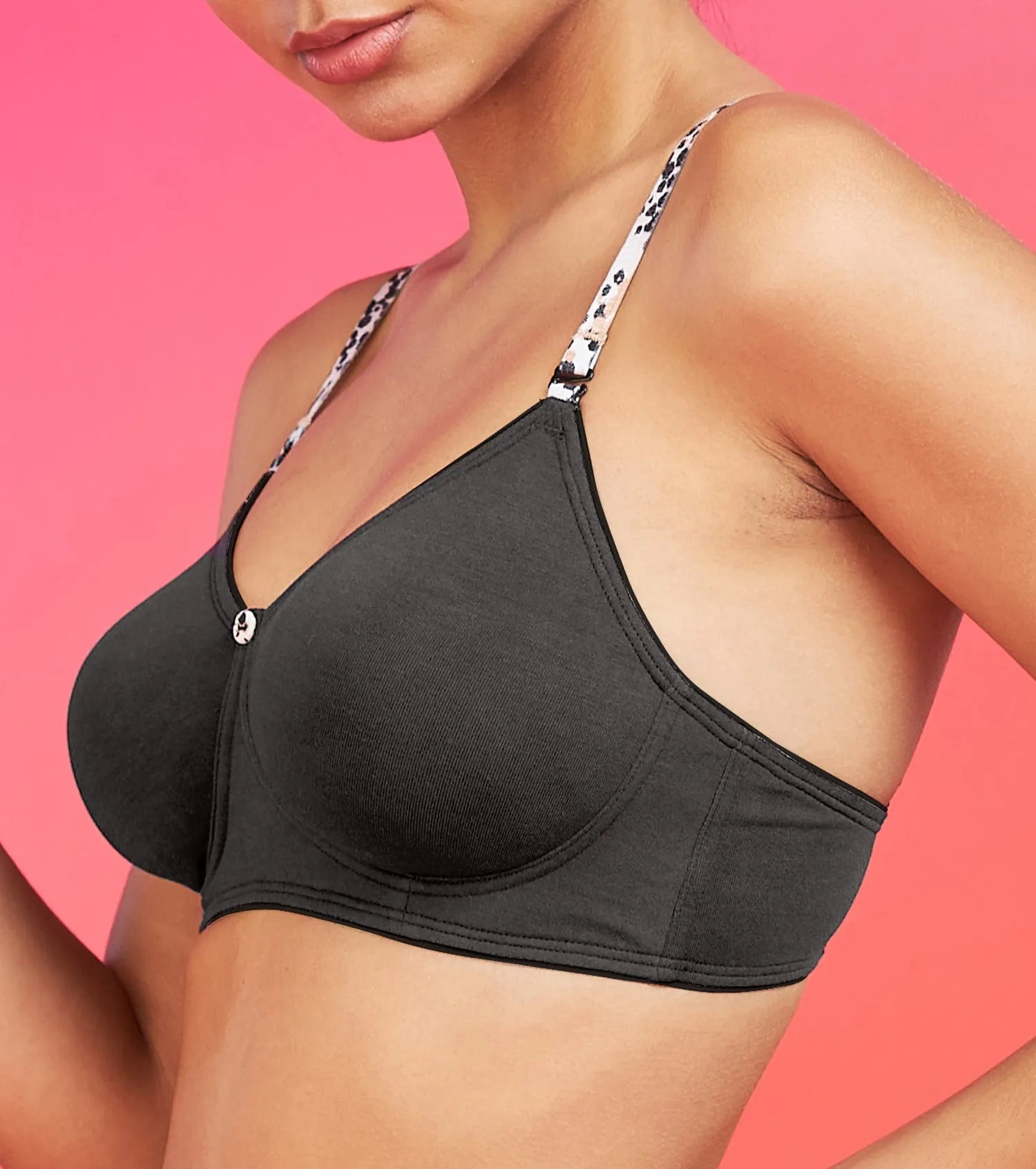 Enamor XO Graphite Non Wired Non Padded Regular Bra - Livia