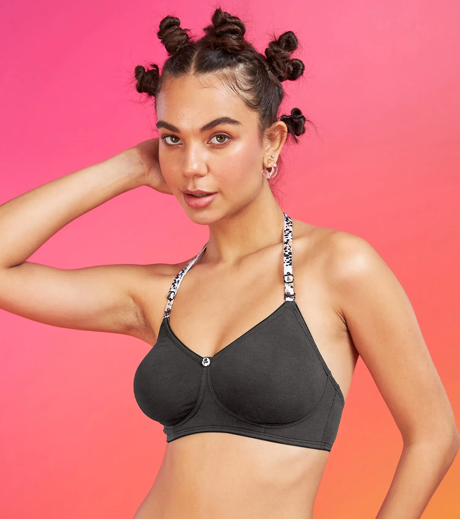 Enamor XO Graphite Non Wired Non Padded Regular Bra - Livia