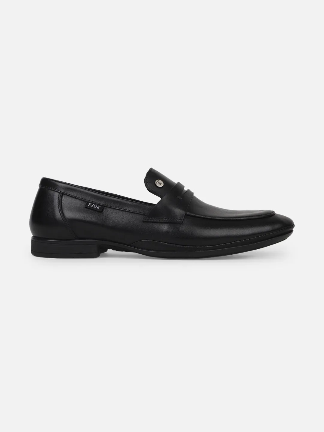 Ezok Men Black Leather Loafer Mocassins