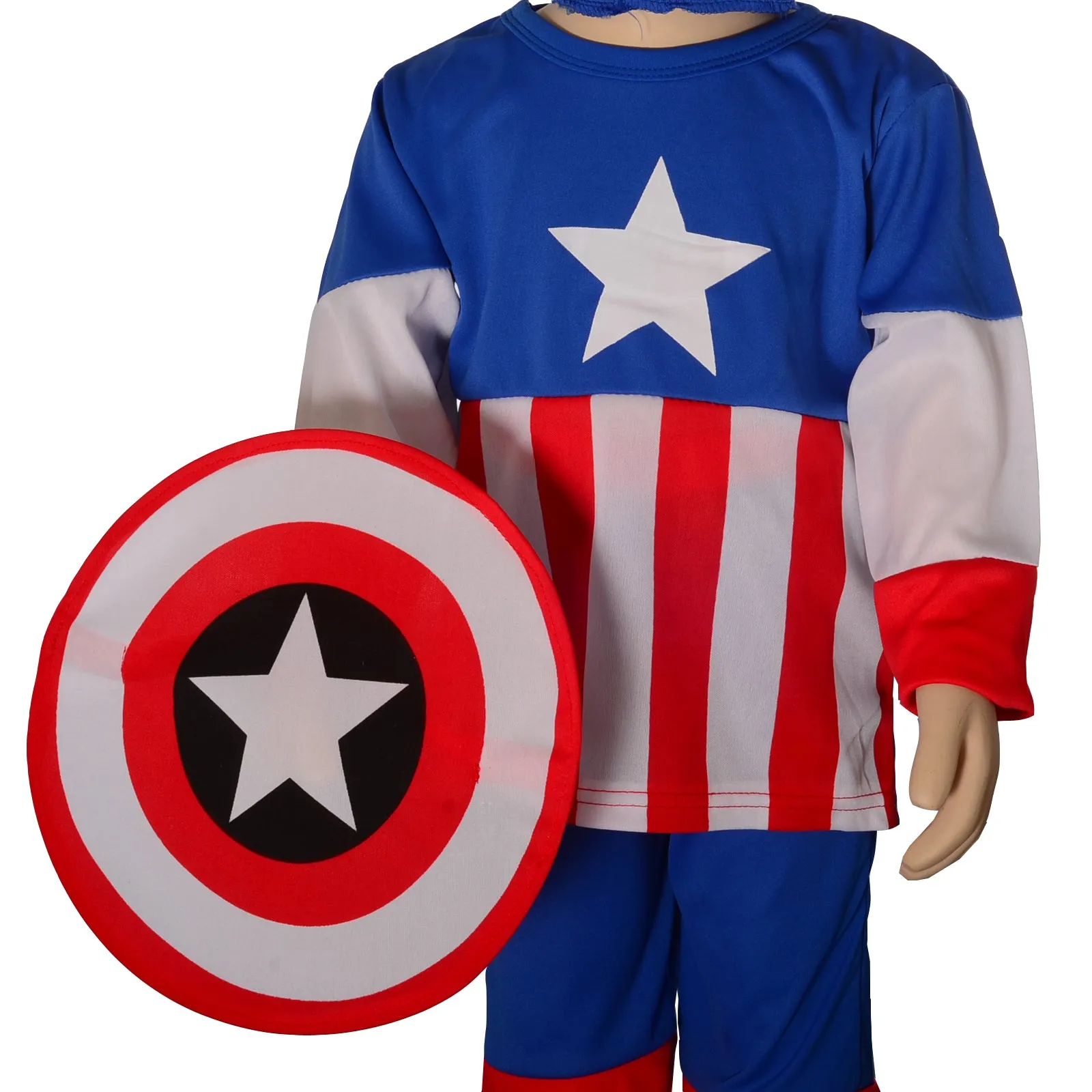 FC030 - Captain Superhero Costume with Mask and Shield for Toddler & Kids Boys